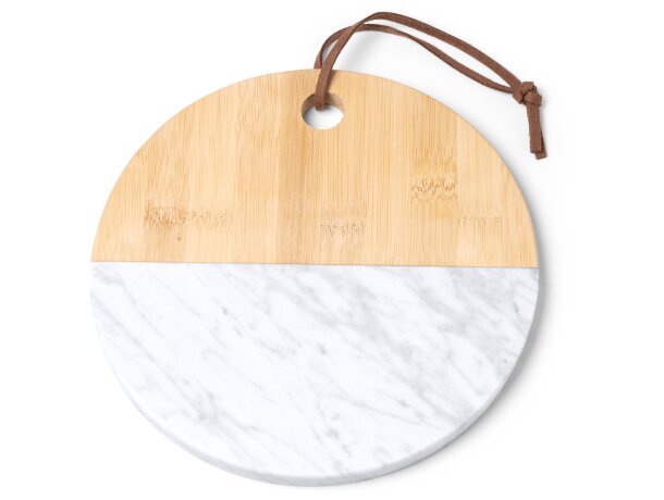 Tabla de cortar para publicidad Benek con bambú y mármol natural Crudo detalle 3