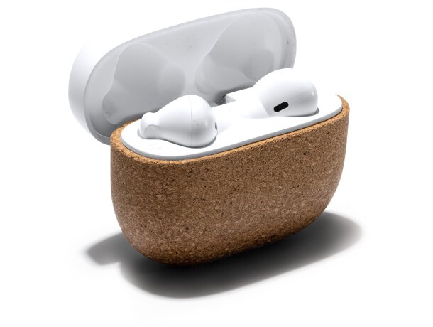 Auricular abs reciclado con detalles en corcho natural Folk Blanco detalle 2
