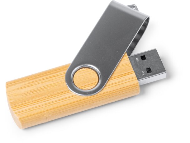 Memoria USB Gatlin de bambú natural con doble conexión 32GB Bambu detalle 2