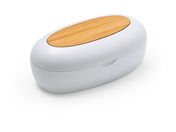 Auriculares de plástico con detalles en bambú VALDI Blanco detalle 3