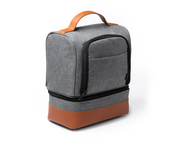 Bolsa térmica personalizada con cremallera y base en pu de rPET Kulga Gris vigore detalle 6