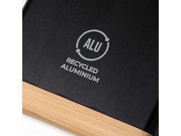 Batería externa Guler de aluminio reciclado y bambú 5000 mAh Negro detalle 1