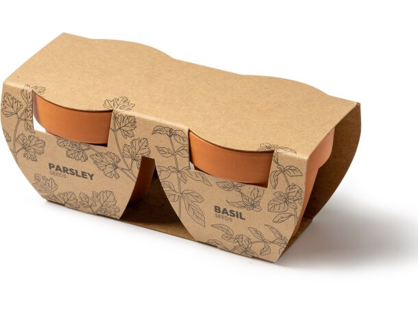 Set de maceteros Tulsy natural con semillas de perejil Crudo detalle 4