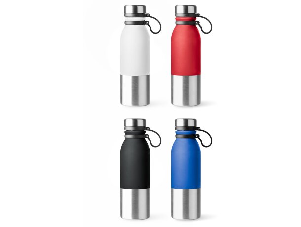 Botella de acero con acabado mate bicolor 850ml Alke Blanco detalle 2