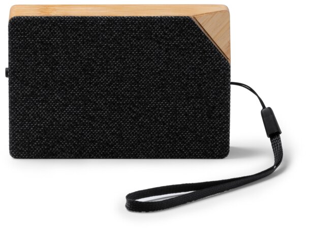 Altavoz bluetooth Yunker con carga solar y bambú natural Crudo detalle 6
