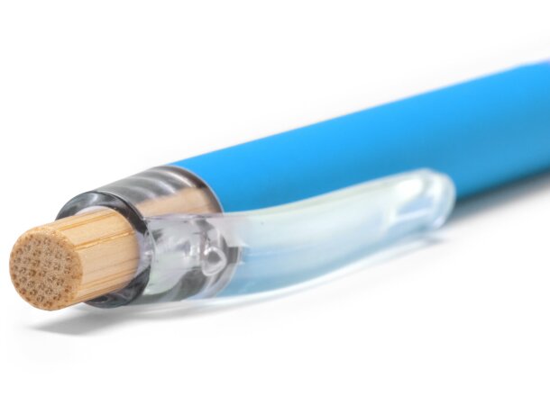 Bolígrafo Ascari aluminio reciclado y bambú con pulsador Blanco detalle 2