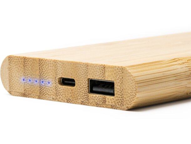 Powerbank impreso 6000 mah de bambú Misty Crudo detalle 1