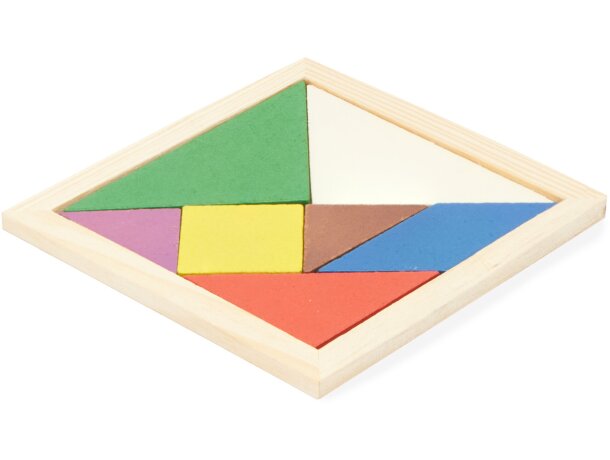 Puzzle tangram Leis en madera natural con 7 piezas y manual Crudo detalle 3