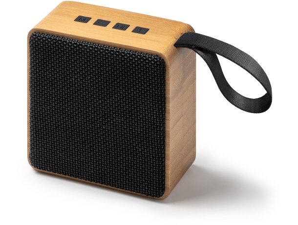 Altavoz Bluetooth Bemol bambú tejido RPET 3W batería 800mAh Negro detalle 4