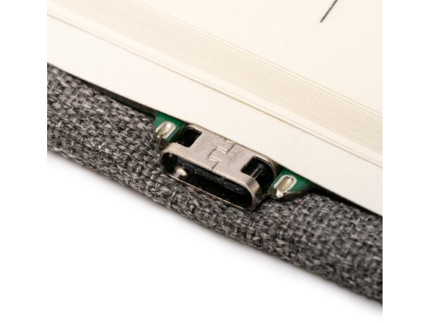 Bloc de notas Garlan con carga inalámbrica 15W en RPET Negro detalle 3