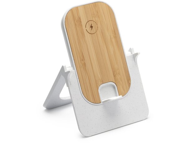 Soporte móvil personalizado de bambú Alok Blanco detalle 8