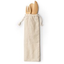 Cubiertos publicitarios bambú con bolsa transporte