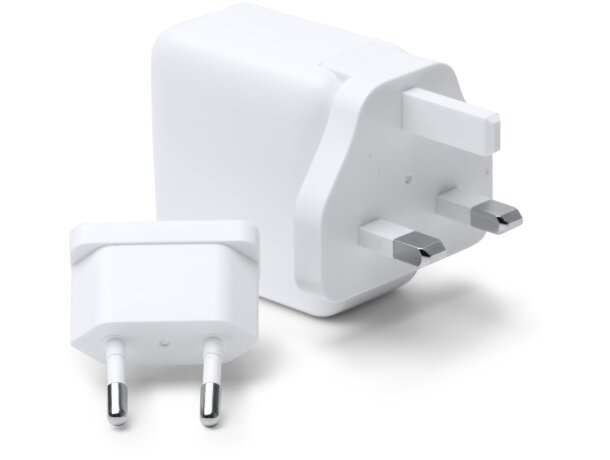 Adaptador enchufe universal de viaje BAPEK con USB y tipo C Blanco detalle 1