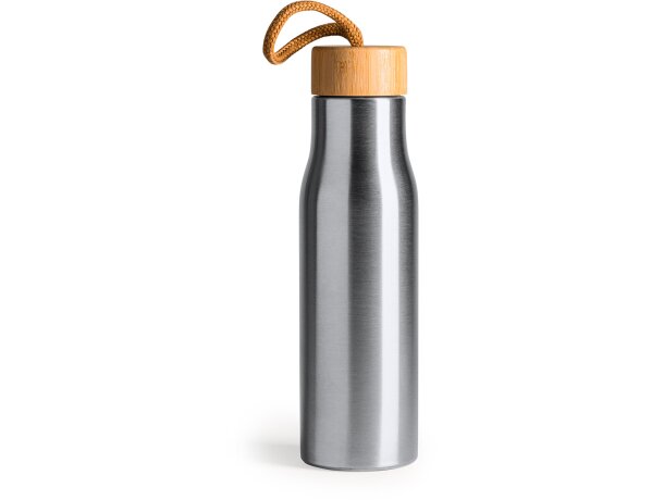 Botellas de acero baratas con tapón de bambú Sotos 600 ml Plata detalle 6