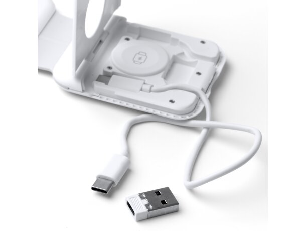 Cargador inalámbrico Laredo 3 en 1 plegable 15W Blanco detalle 3
