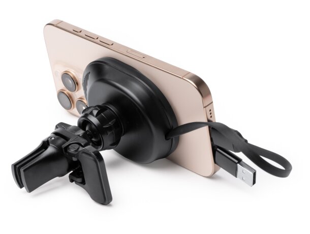 Cargador de coche inalámbrico BRAVEK con cable retráctil Negro detalle 2