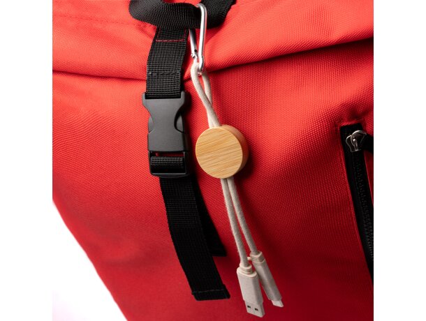 Cable 4 en 1 Pombas con bambú, algodón y fibra de trigo Crudo detalle 1