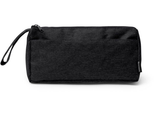 Neceser Yulia de 300D RPET con compartimento y bolsillo exterior Negro detalle 4