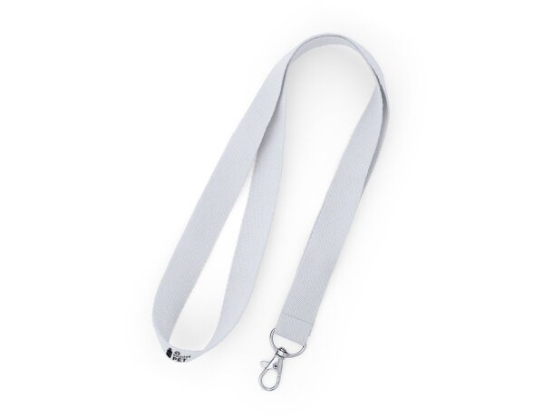 Lanyard sencillo poliéster reciclado Blanco detalle 3