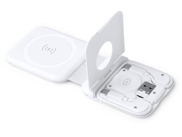 Cargador inalámbrico Laredo 3 en 1 plegable 15W Blanco detalle 2