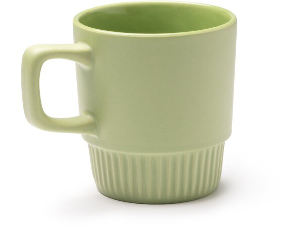 Taza cerámica Longi con asa ergonómica y base biselada Beige detalle 6