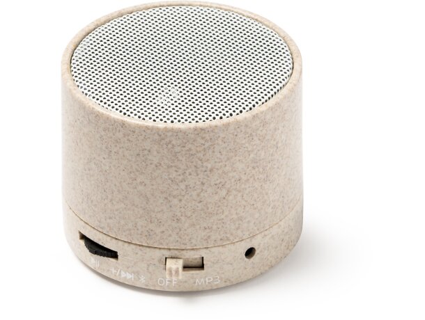 Altavoz Bluetooth Kumber fibra trigo natural radio FM manos libres Crudo detalle 4