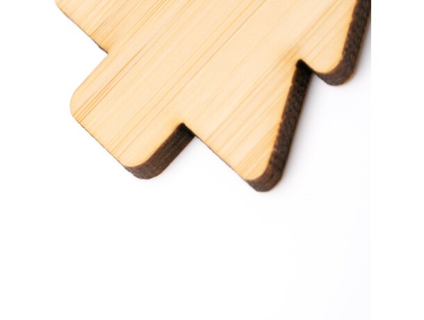 Llavero Lacey de bambú natural acabado crudo forma árbol navidad Crudo detalle 1