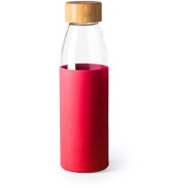 Botella borosilicato personalizada 540ml bambú silicona blanco premium