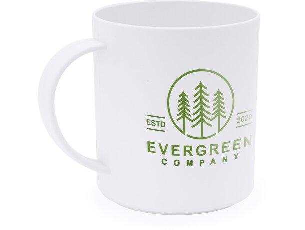 Taza estilo clásico de plástico pla 350ml Parcha Blanco detalle 3