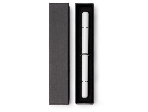 Bolígrafo metálico Talbot con tinta azul y mina infinita Blanco detalle 5