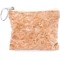 Monederos con anilla llavero y cremallera en corcho natural