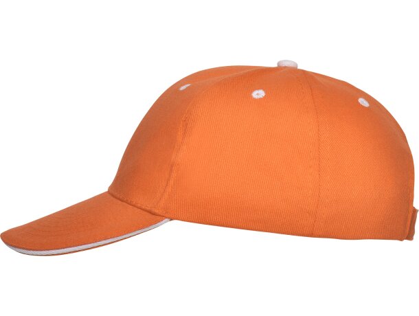 Gorras béisbol cierre velcro de algodón 260 g/m2 Panel Naranja detalle 35