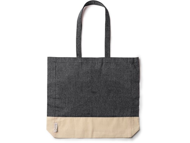 Bolsa algodón asas largas reforzadas reciclado 120 g/m2 Inca Negro detalle 4