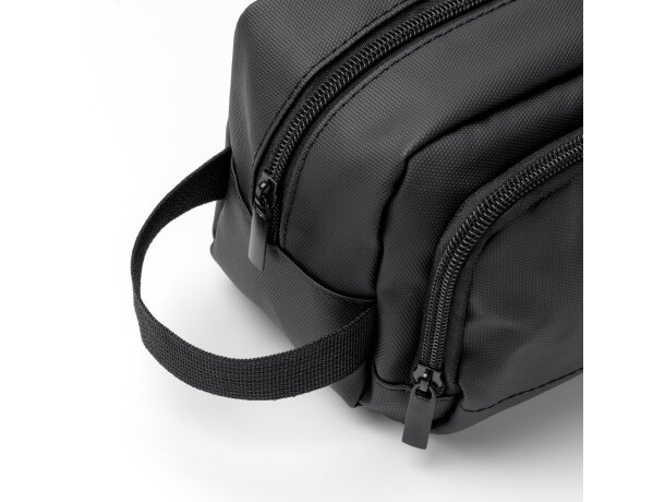 Neceser Lomix de piel sintética con doble compartimento Negro detalle 1