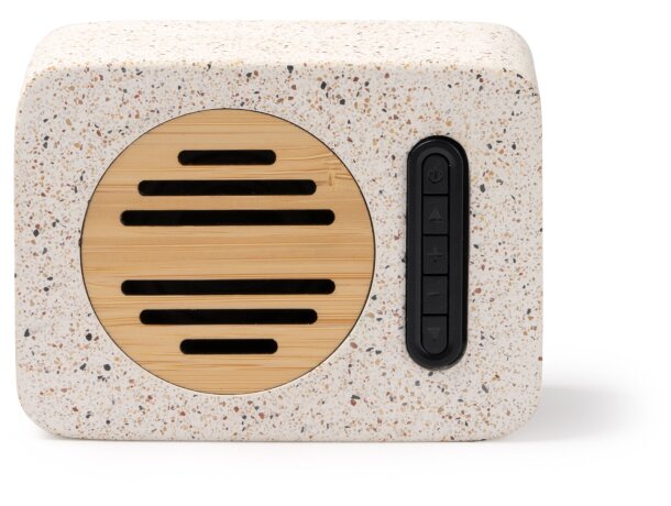 Altavoz Bluetooth Miler con terrazo reciclado y bambú natural Crudo detalle 4