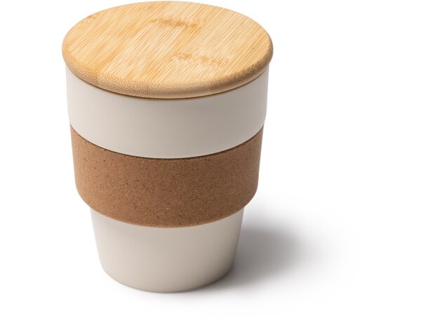 Vaso Lovren con tapa bambú y banda corcho 350ml eco Negro detalle 4