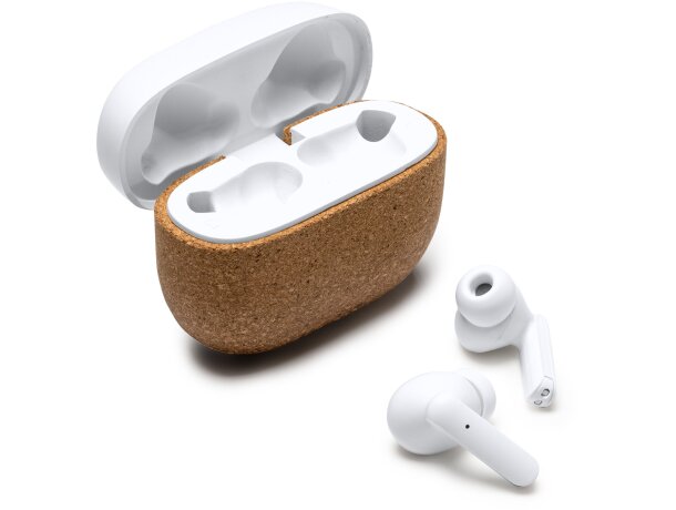 Auricular abs reciclado con detalles en corcho natural Folk Blanco detalle 3