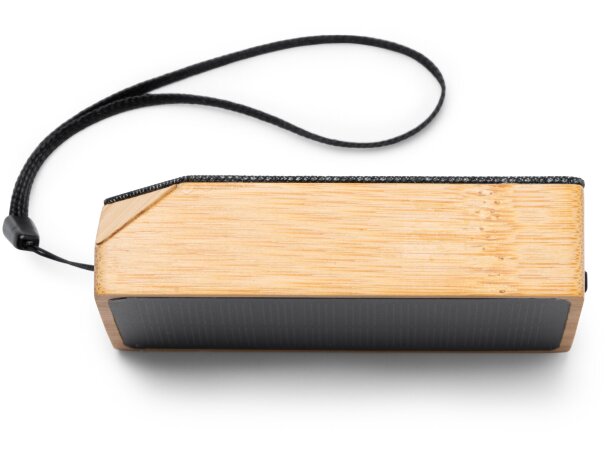 Altavoz bluetooth Yunker con carga solar y bambú natural Crudo detalle 4