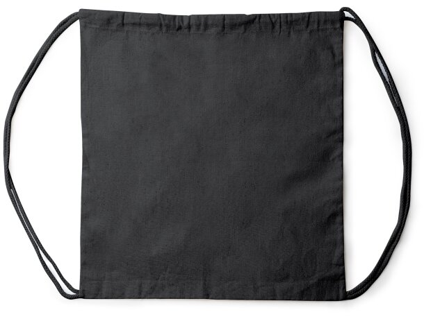 Mochila cuerdas Naska cáñamo ecológico cordones ajustables color Negro detalle 3