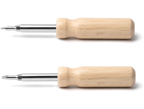 Destornillador Yador con puntas intercambiables acero y madera Crudo detalle 4