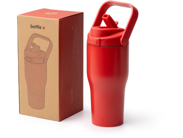 Bidón térmico Mapet 550ml con doble pared y pajita abatible Blanco detalle 2