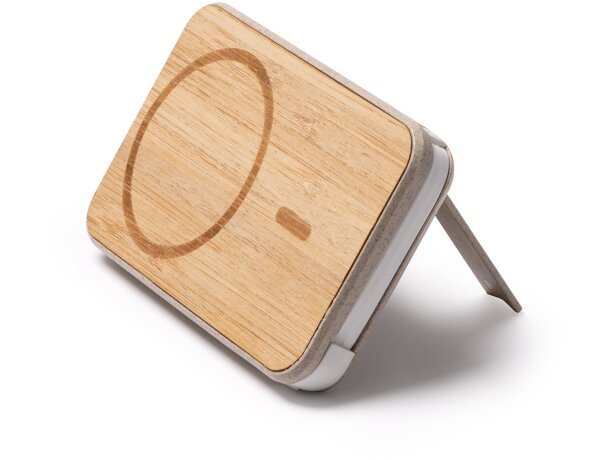 Powerbank 5000 mah de bambú Brener Crudo detalle 1