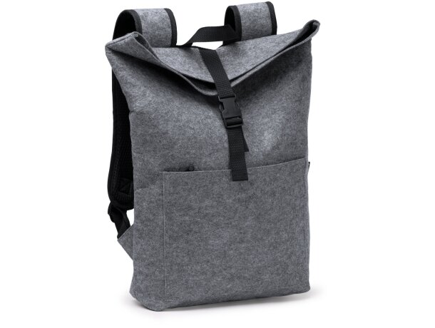 Mochila Taipei gris en fieltro reciclado con solapa 21L Gris detalle 6