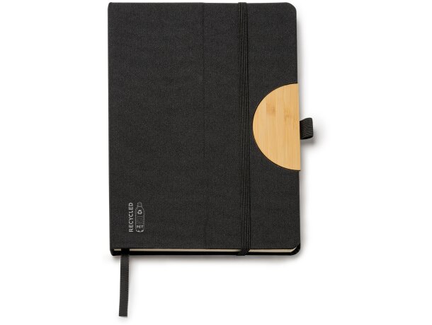 Bloc DARIT RPET con soporte tablet A5 y banda elástica Negro detalle 4