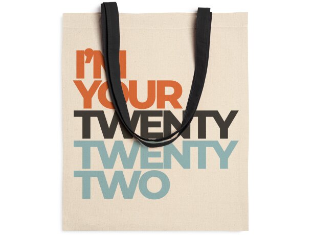 Bolsa de algodón Veneto con asas largas de 70 cm Negro detalle 3