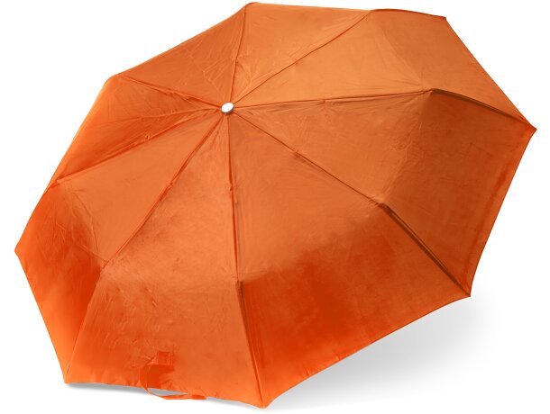 Paraguas plegable con logo con mango plateado poliéster Yaku Naranja detalle 11