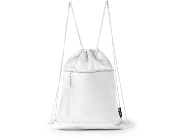 Mochila Maskot RPET con banda reflectante y bolsillo frontal Blanco detalle 3