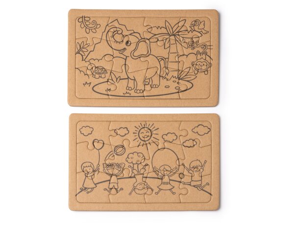 Set de puzzles Zeon en cartón reciclado con caja kraft Crudo detalle 4