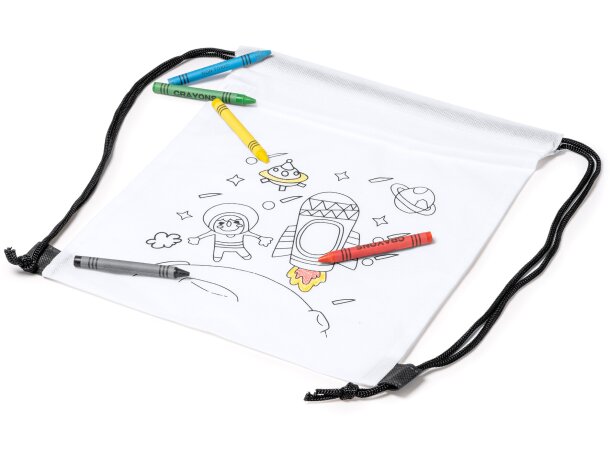 Mochila infantil publicitaria de cuerdas non-woven Turcaz Blanco detalle 3