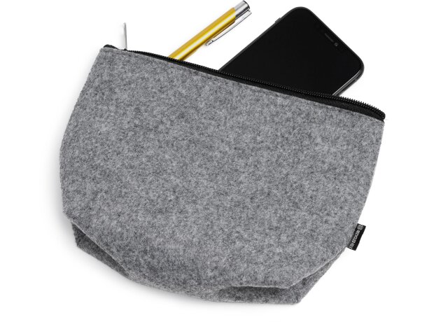Neceseres personalizables con cremalllera fieltro reciclado Avira Gris detalle 3